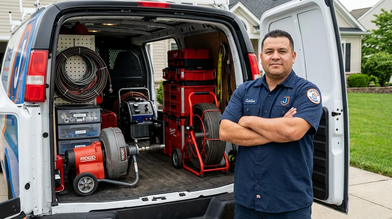 Professional drain cleaning equipment and Johns Plumbing LLC plumber in Ferriday